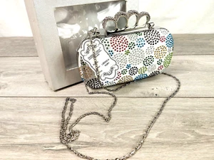 NEU Elfenbein Damen Knöchelringe Abend Clutch Tasche Strass Multi Zirkonia - Bild 1 von 7