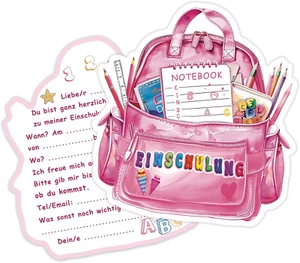 Einschulung Einladungskarten Mädchen - 12 Stück Einladung Einschulung im Süßer R - Bild 1 von 9