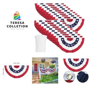 Pleated Fan Flag American Bunting Flag Patriotic Half Fan Banner Flag with C... - Picture 1 of 8