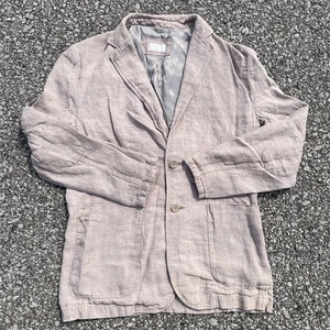 Linea Rossa Jacket Mens Large Beige Linen Sport Blazer Boho Beach Coastal Preppy - Picture 1 of 11