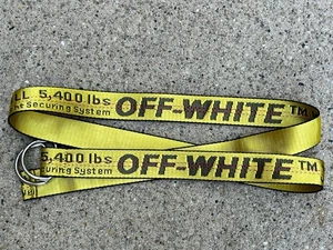 Off White Belt Yellow Strap Long 59” Dual Ring Buckle Mens Industrial - Picture 1 of 3