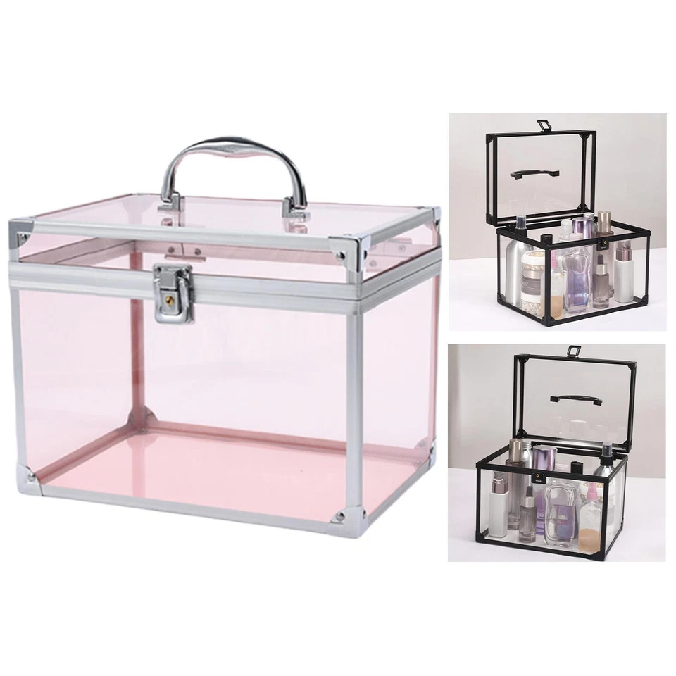 Acrylic Makeup Case Transparent Crown Box Artists Train Case for Vanity - Image 1 of 1