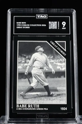 BABE RUTH 1992 CONLON COLLECTION “GREAT STORIES” POP 1 YANKEES TAG 9 MINT - Image 1 of 3