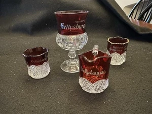 Four Antique Ruby Flash Glass Toothpick Holders - Gettysburg 1863 - Picture 1 of 12