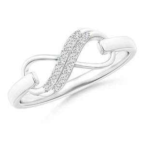 ANGARA 0.08 Ct Natural G VS2 Diamond Swirl Infinity Link Ring in 14K Solid Gold - Picture 1 of 28