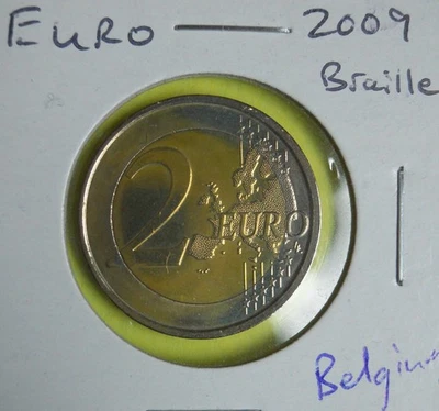 Moneda de 2 euros Bélgica 2009... ligeramente circulada... Louis Braille 200 años Foto 1 de 3
