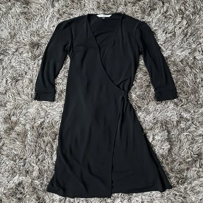 DIANE VON FURSTENBERG DVF 3/4 Sleeve Wrap Dress Short Black Size 4 Casual Work - Image 1 of 4