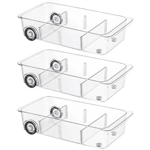 Fridge Organizer Bins With Wheels, 3 Pack Roll Out Refrigerator Organizers An... - Picture 1 of 6