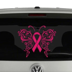 Awareness Ribbon Butterfly Breast Cancer Vinyl Decal Sticker - Picture 1 of 2