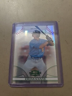 2008 JORDAN SCHAFER DONRUSS THREADS GREEN CARD. ATLANTA BRAVES.036/250. - Image 1 of 2