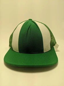AJD Lucky Stripes Snapback Trucker Mesh Hat Cap Green White Made in USA VTG NOS - Picture 1 of 9