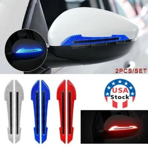 2PCS Car Rearview Mirror Reflective Stickers Warning Tape Safety Strip Decals - Picture 1 of 15