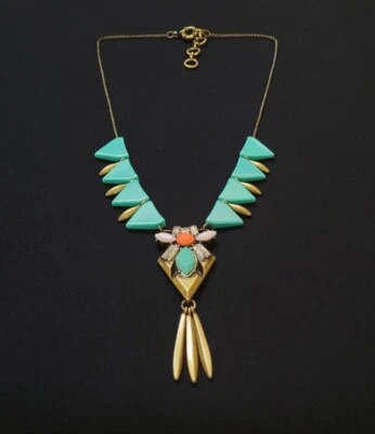 Collar colgante J Crew placa de latón mosaico acrílico gota Foto 1 de 4