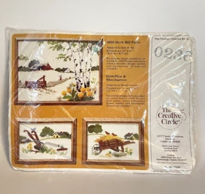 Vtg The Creative Circle Plow & Wheelbarrow Crewel Needlepoint Kit #0236 New - Picture 1 of 6