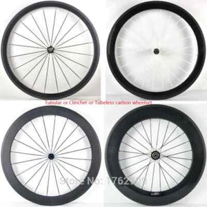 700C 38/50/60/88mm Tiefe Rennrad Carbon Laufradsatz Schlauchreifen Drahtreifen Tubeless - Bild 1 von 24