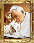 Papst Johannes Paul II - Ölgemälde handgemalt Rahmen Signiert 47x37cm, G01090