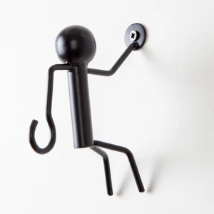Climbing Man Metal Iron Wall Hooks 1 Key Hook Black - Picture 1 of 2