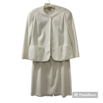 Conjunto blazer falda abrigo blanco crema Bleyle para mujer talla 16-18 Foto 1 de 4