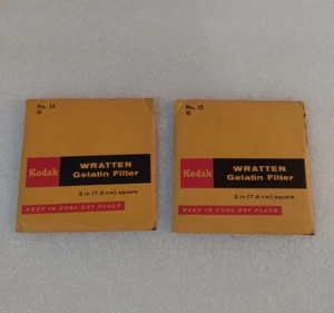 2 KODAK WRATTEN GELATIN FILTER NO. 15 G 3" /7.6cm Square - Picture 1 of 7