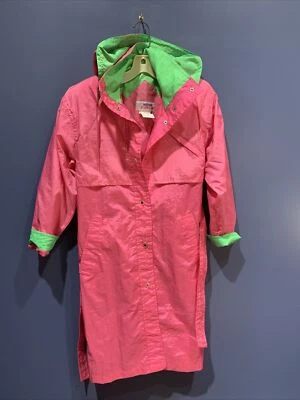 Abrigo de lluvia vintage para niñas 14, rosa intenso, verde lima Floresent Metro Express Foto 1 de 4