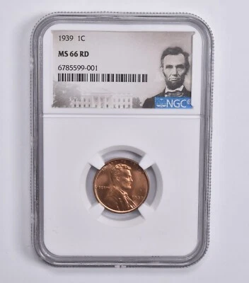 MS66 RD 1939 Lincoln Wheat Cent NGC Special Lbl - Image 1 of 4
