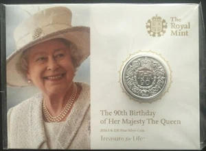 2016 The 90th Birthday of Her Majesty The Queen UK £20 Fine Silver Coin In Card - Picture 1 of 2