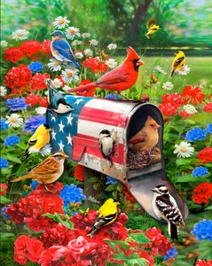 AMERICA THE BEAUTIFUL EXPECTING MAIL DAVID TEXTILE PATRIOTIC FABRIC PANEL 35"X44 - Picture 1 of 1