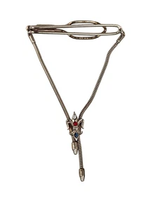 Vintage NOC Gold Tone Fleur d Lis Adjustable Tie Lariat - Picture 1 of 4