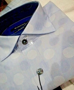 NWT Bugatchi men's L long sleeve button down shirt circular jacq shapes/stripe S - Picture 1 of 11