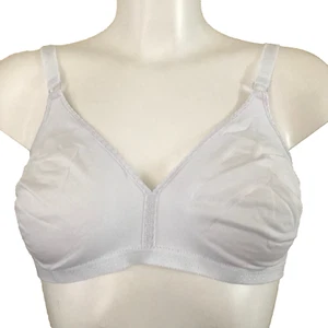 White Soft Cup Bras 40B Wirefree No padding 95% cotton plain bra women 2 Pack - Picture 1 of 9