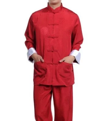 Traje de Kung Fu de Seda Chino para Hombres 2 Piezas Pijamas Prendas para el torso + Pantalones Abrigo de Tai Chi Enthis Foto 1 de 4