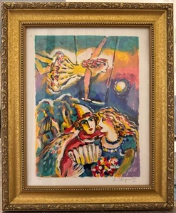 1998 Zamy Steynovitz Trapeze Artist Serigraph framed 14"x11" - 4/350 signed - Picture 1 of 6