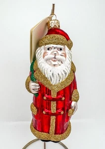 1996 Patricia Breen "Striped Santa" Handmade Hanging Glass Ornament #9550 MINT! - Picture 1 of 6