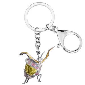 Enamel Alloy Floral Praying Mantis Keychains Key Ring Insects Jewelry Bag Charms - Picture 1 of 11