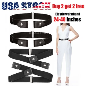 Unisex Buckle-free Elastic Invisible Waist Belt for Jeans Dress No Bulge Hassle - Picture 1 of 12