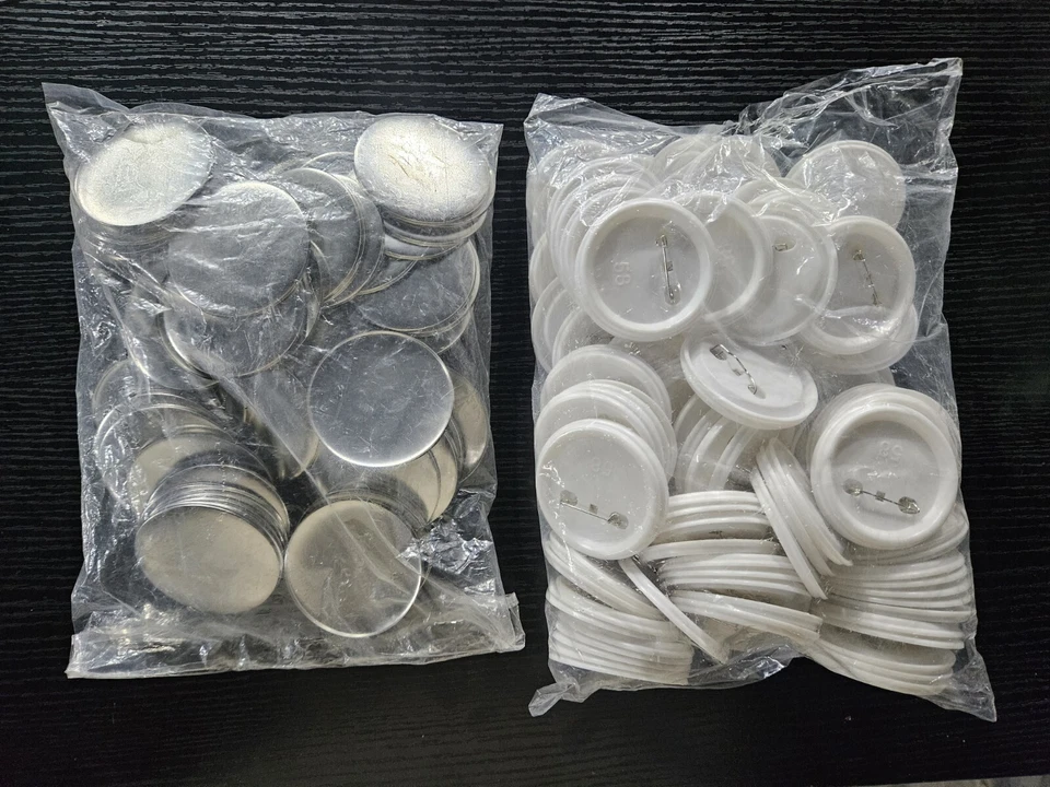 Blank Button Pins, Includes Plastic Button Pin Back Cover, Metal 58mm - Image 1 of 4