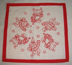SWEDISH CHRISTMAS TOMTE SANTA DESIGN 12.25" X 12.75" DOILY ALMEDAHLS SWEDEN - Picture 1 of 6