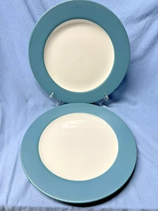 Set 2 NORITAKE Colorwave Turquoise Rim Dinner Plates 11" Active Pattern GUC - Picture 1 of 5