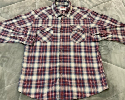 Camisa Western Wrangler Para Hombres Multicolor Franela Cuadros L/S Talla Grande Foto 1 de 4