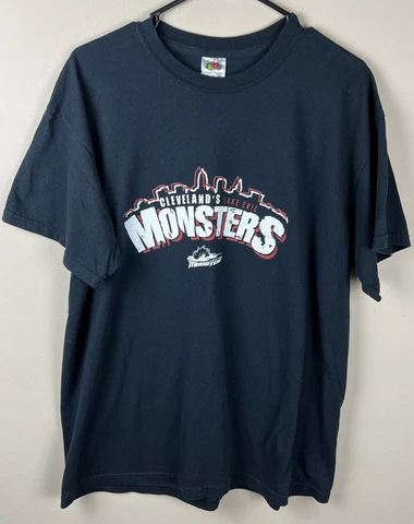 Cleveland’s Lake Erie Monsters Tshirt Ohio AHL Hockey Black Adult Sz XL Cover