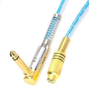 6.35mm 1/4" TS plug 90° to RCA PHONO jack Black Speaker mixer audio cable 1~16FT - Picture 1 of 5