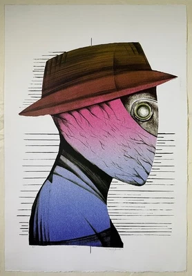 Японская американская литография печать Koichi Yamamoto маска 1990 художник доказательство - Изображение 1 из 2