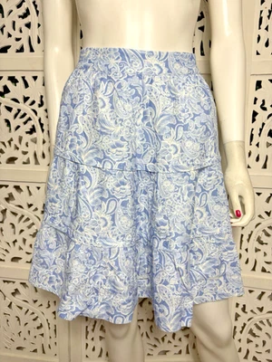 NWT Soft Surroundings Women’s Talisa Linen Blend Blue Paisley Mini Skirt Size PM - Image 1 of 4