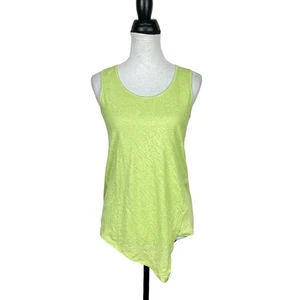 Acrobat NWT S Bright Macha Green 100% Linen Asymmetrical Breathable Tank Top - Picture 1 of 10