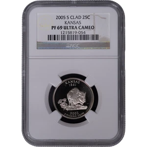 2005-S Clad Kansas State Quarter ~ NGC PF69 ULTRA CAMEO - Picture 1 of 2