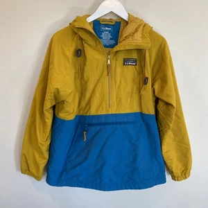 LL Bean Insulated Anorak Jacket Yellow Blue Colorblock 1/2 Zip Womens Small - Picture 1 of 6