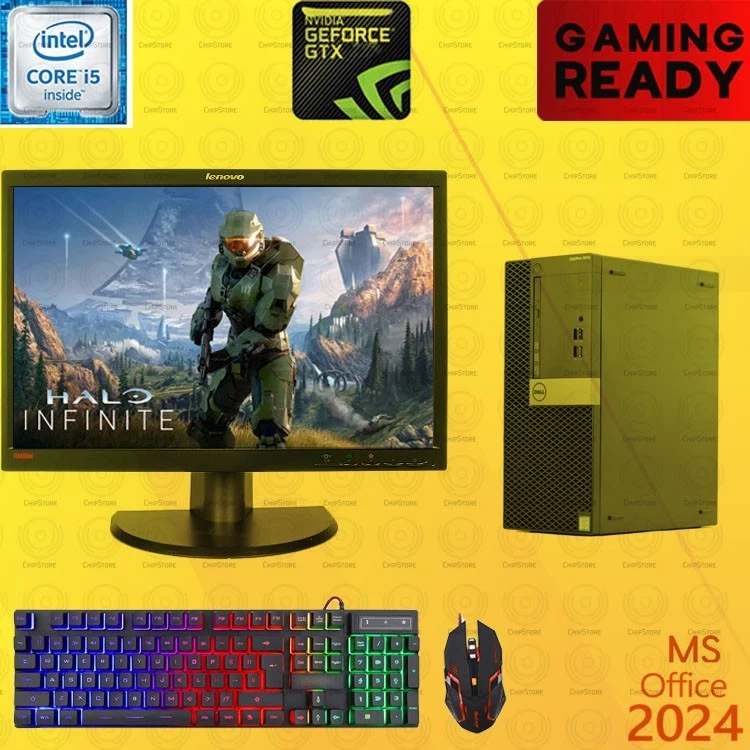 Dell Windows 11 Desktop Gaming Computer GTX 1050Ti Core i5 32GB 1TB SSD 24" LCD - Image 1 of 4