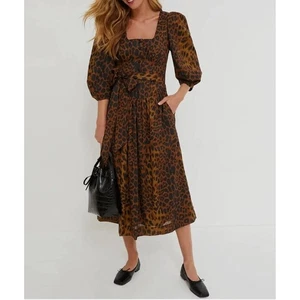 Tuckernuck Leopard Graciela Midi Dress Animal Print Size 2 Career office - Picture 1 of 7