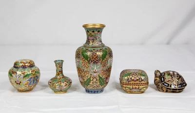 Винтажные китайские произведения искусства из толстого золота с позолотой клуазоне - Изображение 1 из 4