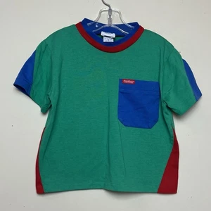 Vintage 80’s Oshkosh Color Block Red Blue Green Shirt Boy 5T T-Shirt Tee USA - Bild 1 von 13